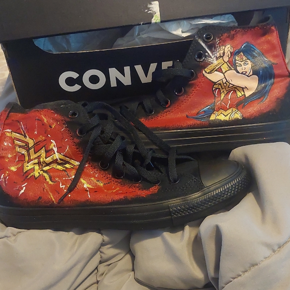 Custom‎ Converse Wonder Woman High-Top Sneakers SIZE 11W/9M